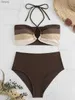 Dameszwemkleding Bikini's Women High Tailed Swimwear met push -up vrouwelijke zwempak 2024 Zwemmen Bading Suit Bikini Set Beach Wear Bather Y240402