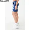 Calças femininas fagadoer azul moda cintura elástica cordão denim joelho mulheres alto bolso magro jean casual feminino cowboy bottoms