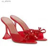 Dress Shoes Big size 35-45 Transparent PVC Women Slippers Fashion Crystal Bowknot High Heels Red Jelly Summer Female Mules Slides H240403