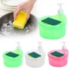 Liquid Soap Dispenser Press-Type Automatic Detergent Plastic With Cleaning Sponge Dish Manual Pump