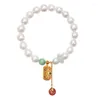Link bransoletki słodkowodne perłowate bransoletka luksusowy ręcznie robiony 925 Srebrny złoto plisowany jadeiczny urok elastyczny lina