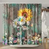 Douche gordijnen rustiek houten paneel bloemgordijn vintage vlinder daisy boerderij stijl badkamer decor met haken
