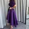 パーティードレスbafftafeグレープシンプルビンテージサテンフォーマルイブニングアラビアハーフスリーブvネック足首の長さの女性服はウエディングガウンを着る