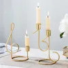 Ljushållare nordisk stil smidesjärn ins guldljusstake geometriska ornament enkla romantiska bord hem dekoration