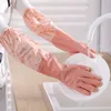 Household Cleaning Gloves Velvet-lined Integrated Kitchen Washing Gloves Durable Winter Waterproof Plus Rubber Gloves Lengthened