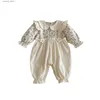 ROMPERS 9022 Neugeborene Kleidung 2024 Frühling Neue Mädchen One -Stück Kleidung reines Baumwoll -Geburtstagskleidung Prinzessin Klettern Kleidung.L240402