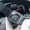 Richardmill Watch 날짜 남성 기계식 RMS055 완전 자동 이동 Sapphire Mirror Rubber Watchband Swiss Wristwatches