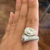 Anneaux de mariage Zakol élégant goutte d'eau réglable anneau ouvert luxe cubique zircone bijoux pour femmes