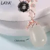 Kolczyki Laya 100% 925 Srebrne kolczyki dla kobiet w stylu Vintage Natural Chalcedony Shell Kolczyki Oryginalna nowoczesna biżuteria