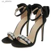 Dress Shoes New Sexy String Bead Thin High Heels Women Sandals Fashion Buckle Strap Stripper Wedding Party H240403ZY9N