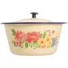 Bowls Enamel Basin Lid Bowl Storage Salad Lids Plate Tureen Pot Vintage Retro Style Soup Household Stainless Steel