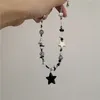 Pendant Necklaces Kpop Goth Vintage Cool Y2K Star Pendant Beaded Silver Color Chain Necklace For Women Men Aesthetic Grunge EMO Jewely Accessory