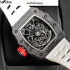 Watches Luxury Mechanical Swiss Movement Ceramic Dial Rubber strap RMF RM35-03 White carbon fiber ultra-thin ultra-light strap