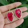 Orecchini a pennaglie Y.ying Big Teargrop Red Quartz Crystal Hook per donne gioielli di lusso