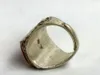 Decorative Figurines Old Collection Chinese Tibet Silver Handmade Inlay Jade Ring Ornaments Gift