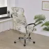 Couvre-chaise Couvre d'ordinateurs de bureau géométrique Couvre-housses imprimées florales avec protection de siège de jeu rotatif non glip