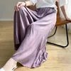 Kjolar kvinnor culottes acetat flödande a-line kjol satin medellängd 2024 modell