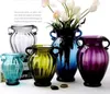 Vases Nordic Handle Stained Glass Vase Living Room Countertop Decoration Modern Hydroponic Flower Wedding Accessories