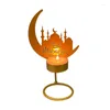 Kerzenhalter Eid Mubarak Teelicht Halter Metal Iron Moon Castle Candlestick Dekoration