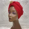 Cappelli di dimensioni gratuite per cappelli africani Turban netto per donne trecce musulmane headwrap Women Head Scarf Net Turban Cap con Spilla