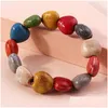Bracelets de charme Colorf Stone Natural Stone Perles faites à la main Bangles pour femmes Girls Party Birthday Bijoux Cadeaux Drop Livraison Dhpaz