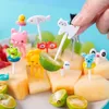 使い捨ての平坦な製品6-10pcsミニアニマルランチパーティーピックデザートフォークスナックデコレーションベント飾る子供向けのフルーツフォーク
