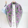 Birdtree 100%Mulberry Silk Chiffon Fashion Fashion Print Moms Presente Elegante Spring Spring Spring Fin Shawl A41513QM 240325