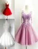 New Fashion 3D Flowers Beading Homecoming Dress Vneck Tulle Short Prom Dress Formal Gown Graduation Dresses94034784428105