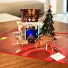 Groothandel Custom Sound Recordable Music 3D Pop -Up Luxe Kerst Led Light Wens Gift Paper Cards 240323