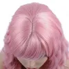 Perruques rose courte bob wave perruque épaule épaule perruques de cheveux ondulés avec une bangs perruque de vague synthétique naturelle pour les femmes noires cosplay utilisation