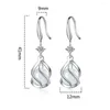 Boucles d'oreilles pendantes rondes en opale blanche pour femmes et filles, bijoux tendance en argent Sterling 925