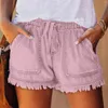 Shorts femininos borla feminino jeans bandagem bolso inferior casual calças curtas senhora roupas sexy menina verão jean