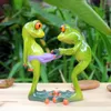 Decorazioni da giardino Figurina di ornamento di rana in resina in miniatura 3D dipinta a mano artigianale scultura di animale decorazione della casa