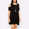 Plus Size Dresses Cold Shoulder Summer Casual Tunic Dress Short Sleeve Cut Out Back Black Swing Large T-shirt Tee 7XL