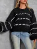 Damestruien voor vrouwen 2024 Gestreepte oversized oversized trendy casual Crew Neck gebreide tops pullover jumper