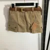 Luxus Khaki Frauen Rock mit Belt Marke Arbeit kurz halb Röcke Designer lässig junge Dame Daily Girl Röcke A-Line-Rock