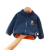 Down Coat Children Vêtements pour filles garçons couleur solide en peluche veste à col roulé