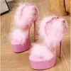 Chaussures habillées Designer Faux Fur High Heels Woman Sandals Street Style Plateforme ouverte Zipper Super Stilettos Ladies H240403