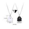 Anhänger Halsketten Luoluo Baby 2pcs/Set Cartoon Geister Herz Anhänger Kette Beste Freunde Halskette BFF Freundschaft Schmuck Geschenk für Kinder