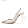 SURES BUTS STYST STYRUS Luksusowy Crystal Transparent Pvc Pumps Pumps Modne splot Autumn Slingbacks Stiletto High Heels Wedding Ślubny H240403G5J5