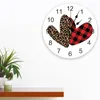 Wall Clocks Love Red Leopard Plaid 3D Clock Modern Design Living Room Decoration Kitchen Art Watch Home Decor