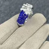 Topkwaliteit 1to1 originele vrouwelijke ontwerper 925 verzilverd goud hoog koolstof diamant duif bloed rood koninklijk bluecarter papegaai high luxe designer merk ring