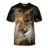 メンズTシャツファッション3Dプリント面白い猫パターンTシャツ男性のためのかわいい動物カジュアルトップ