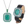 Elegant Jewelry: Imitation Emerald Square Pendant S925 Silver Fashion Accessories