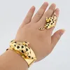 Colar brincos conjunto de jóias brasileiras para mulheres declaração leopardo design grande e com pulseira anel noivado nupcial