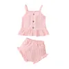 Zestawy odzieży Baby Girls Summer Ubranie Śliczne bez rękawów koronkowe wykończenie ślizganie się za kamisol i solidny kolor szorty pp niemowlęta