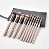 10pcs Champagner Gold Professional Make -up Pinsel -Set Foundation Mischpulver Blush Concealer Eye mit Tasche 240403