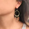 Boucles d’oreilles Dangle Boucles d’oreilles Boho Hoop-Boucles d’oreilles Quartz-Boucles d’oreilles en cristal naturel-Boucles d’oreilles lustre-Boucles d’oreilles en laiton-Cadeau pour femme