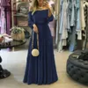 Schouder af 2024 Fashion Vestidos vrouwelijke veter randen jurken strand vakantie ruches robe dames bohemian lange maxi jurk 5xl casual