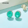 Orecchini pendenti FFGems Creato verde chiaro Tormalina Paraiba ovale 8 10 Orecchino con pietre preziose Gioielleria raffinata per le donne Regalo di festa di nozze con